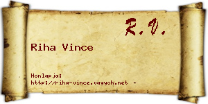 Riha Vince névjegykártya